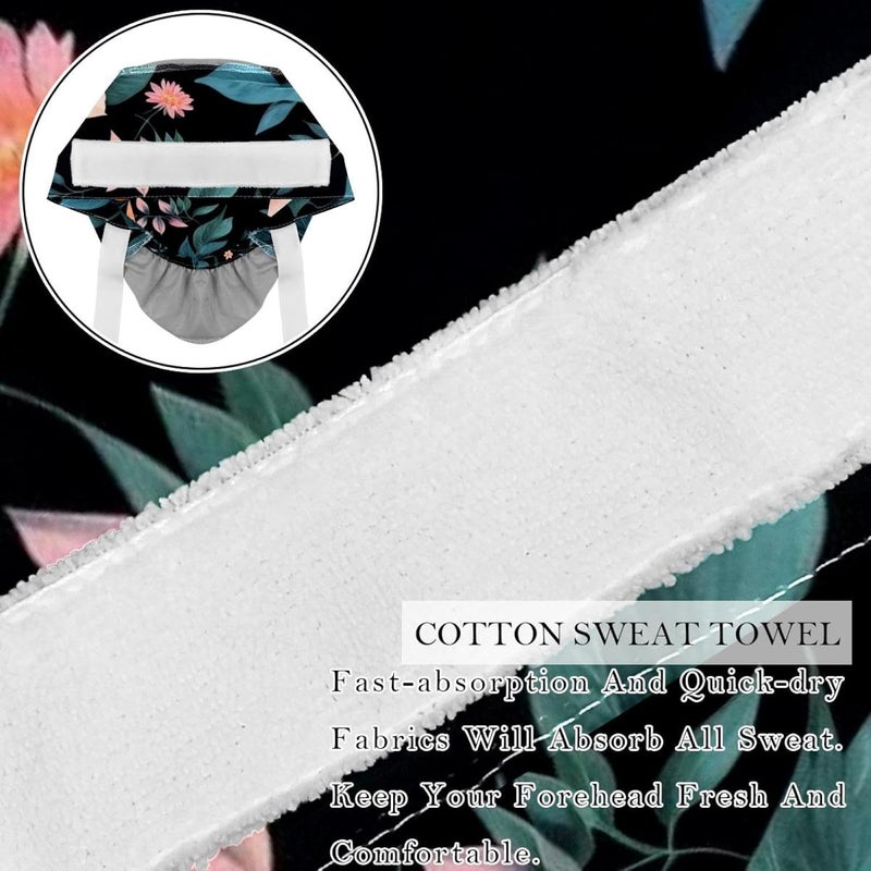2 Packs Flowers and Green Leaves Bouffant Cap for Woman One Size - Image 2