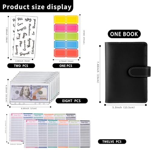 NICOOTHBudget Binder Cash Envelopes A6 Money Saving Binder with Zipper envelopes (Black) - Image 2
