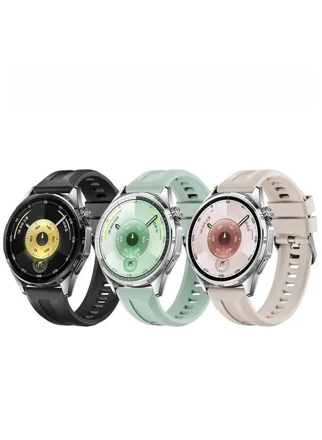 22mm Silicone Smartwatch Strap Compatible With Huawei Watch GT6 Khaki Sport Bracelet - Image 1
