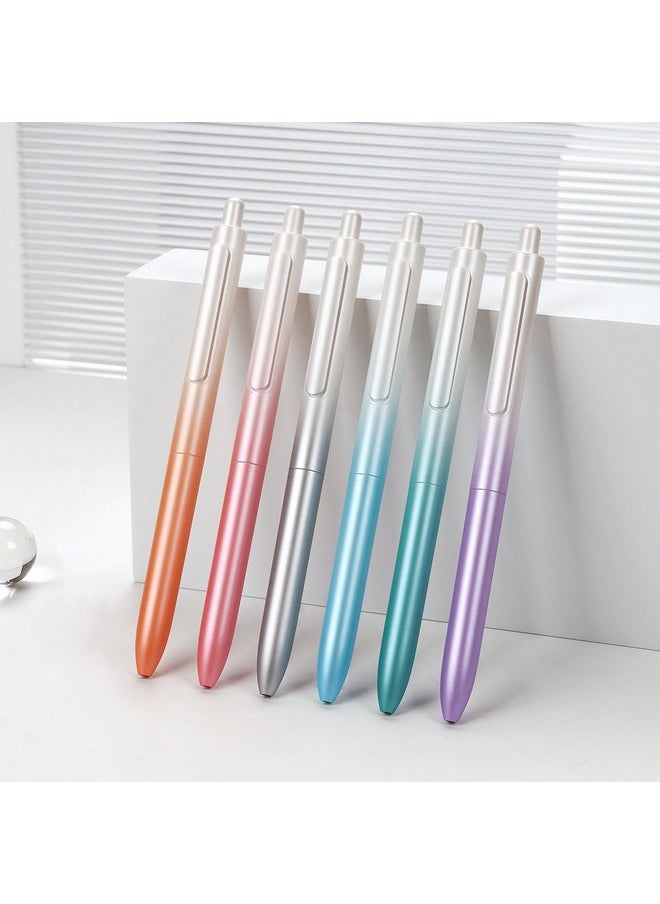WRITECH Gel Pens Assorted Colors 0.5Mm Fine Point Retractable Multi Colored Ink 6Ct Smooth Writing No Bleed With Aesthetic Gradient Color Pen Barrel For Journaling Coloring Drawing  - Image 2