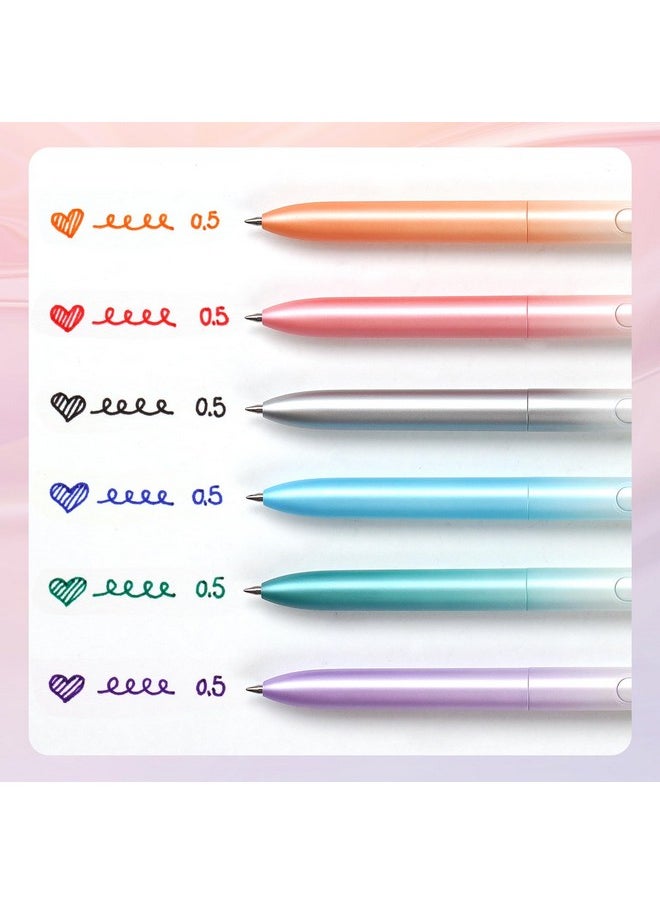 WRITECH Gel Pens Assorted Colors 0.5Mm Fine Point Retractable Multi Colored Ink 6Ct Smooth Writing No Bleed With Aesthetic Gradient Color Pen Barrel For Journaling Coloring Drawing  - Image 3