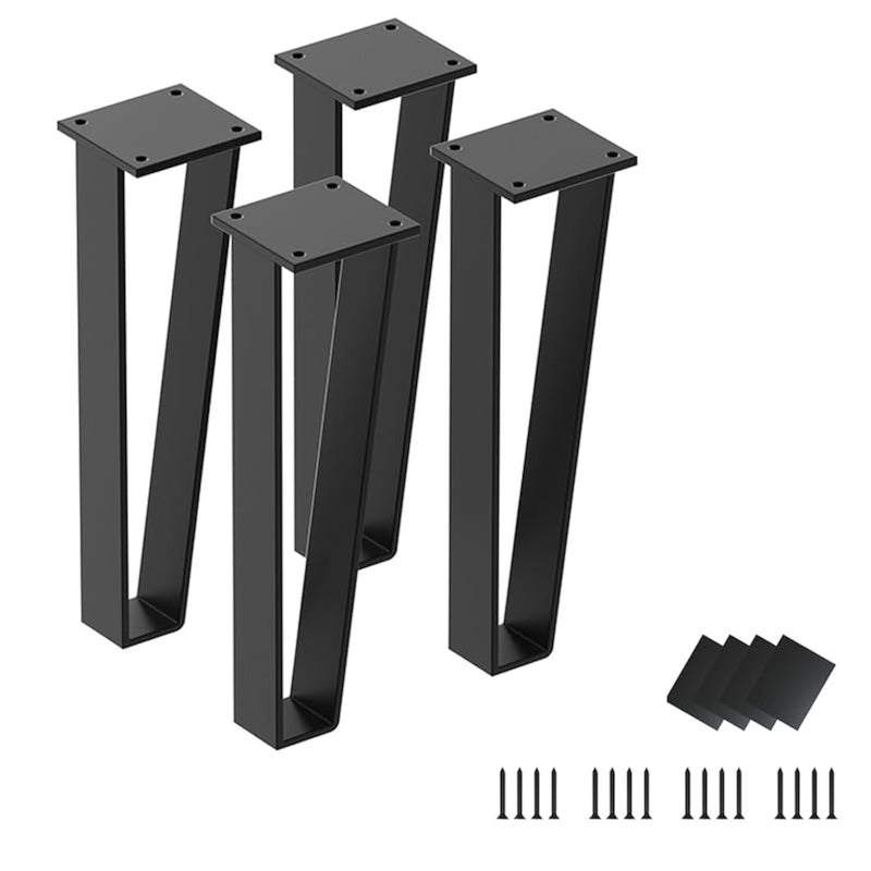 Oprika 10 inch TriangleShape Metal Furniture Legs 4pcs Heavy Duty Furniture Table Legs Bench Legs Black Metal for Sofa Mid Century Modern Metal Legs with Screws and Floor Protects Rubber 10inch - Image 1
