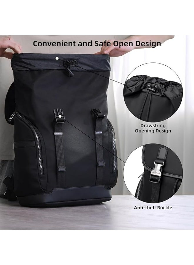 أركتيك هانتر حقيبة ظهر Arctic Hunter للرجال أنيقة 18 لتر مضادة للسرقة لجهاز كمبيوتر محمول مقاس 16 بوصة مع جيب جانبي مقاوم للماء، حقيبة جيب مبتكرة من النايلون برباط للمكتب أو الكلية (أسود) - Image 3