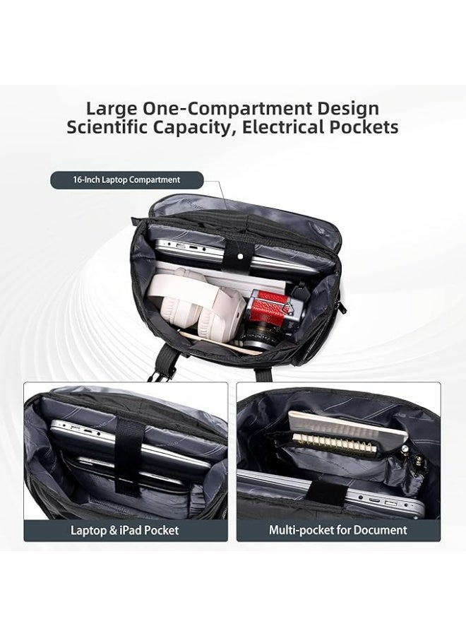 Arctic Hunter Backpack for Men Stylish 18L Anti-theft Backpack for 16" Laptop Waterproof Side Pocket, Innovative Nylon Drawstring Pocket Bag for Office Casual College (Black) - Image 2