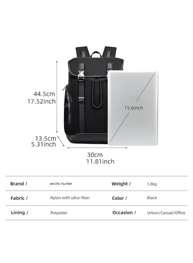 Arctic Hunter Backpack for Men Stylish 18L Anti-theft Backpack for 16" Laptop Waterproof Side Pocket, Innovative Nylon Drawstring Pocket Bag for Office Casual College (Black) - Image 5