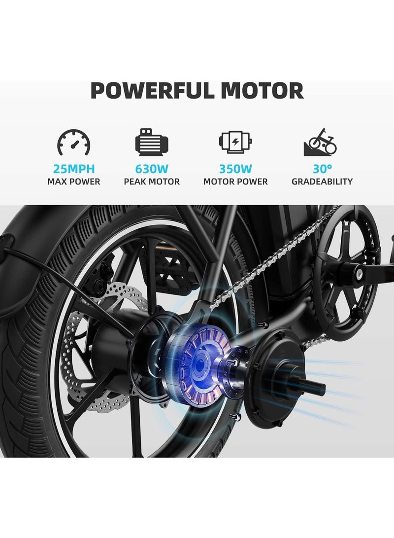 Windhorse W2A Folding Electric Bike with 350W High Speed Motor, 36V 8AH Battery, 35 KM/H Speed, 30 KM Range, Dual Disk Brakes, Carbon Alloy Frame and 16 Inches Tires (Black) - Image 5