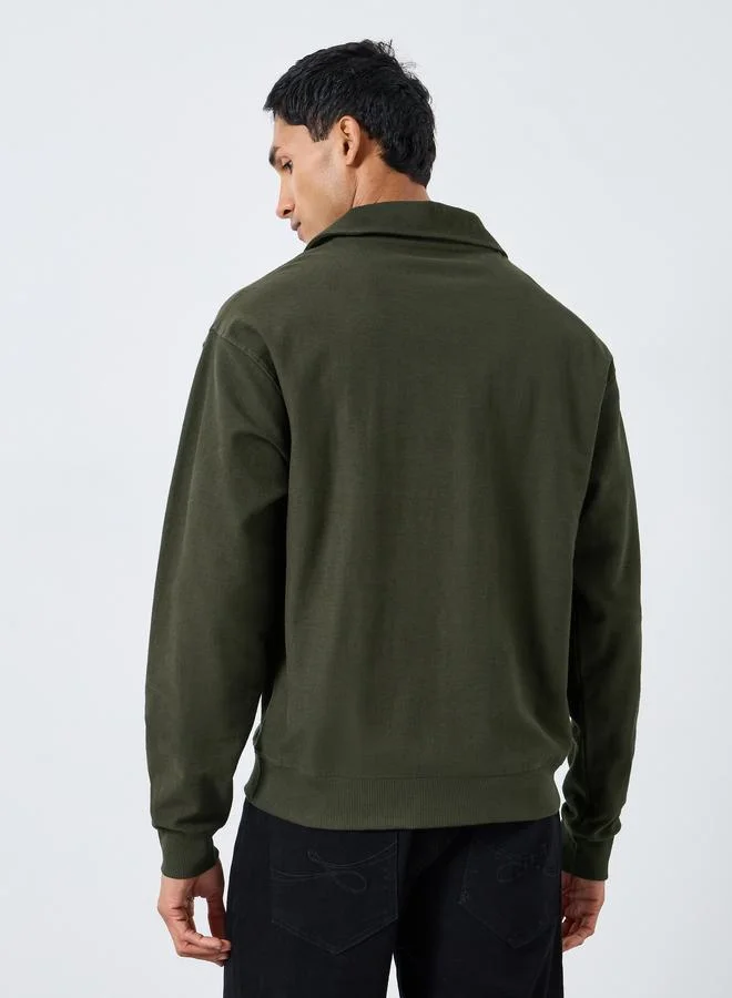 Styli  Men Olive Green Cotton Terry Sweatshirt for Men | Best Price UAE