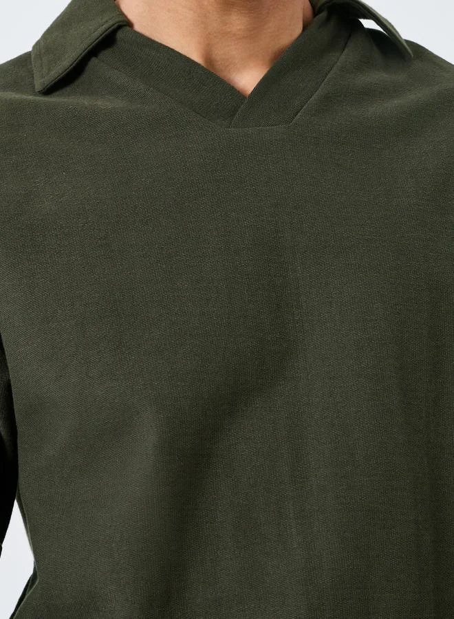 Styli  Men Olive Green Cotton Terry Sweatshirt for Men | Best Price UAE