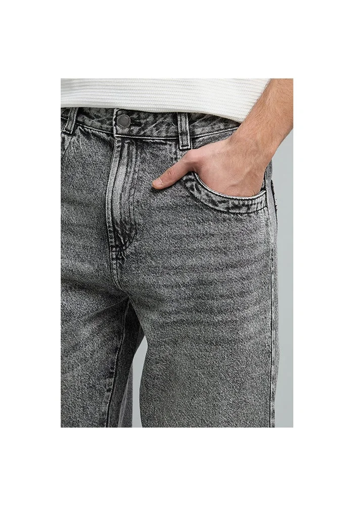 R&b  Washed Straight Fit Jeans with Button Closure for Men | Best Price UAE