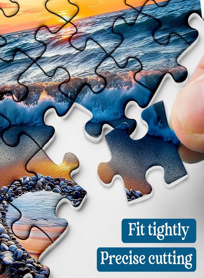 PPuzzling Beach Puzzles for Adults 1000 Pieces, Ocean Sunset Heart Jigsaw Puzzle, Colorful Marine Love Puzzle - Image 3