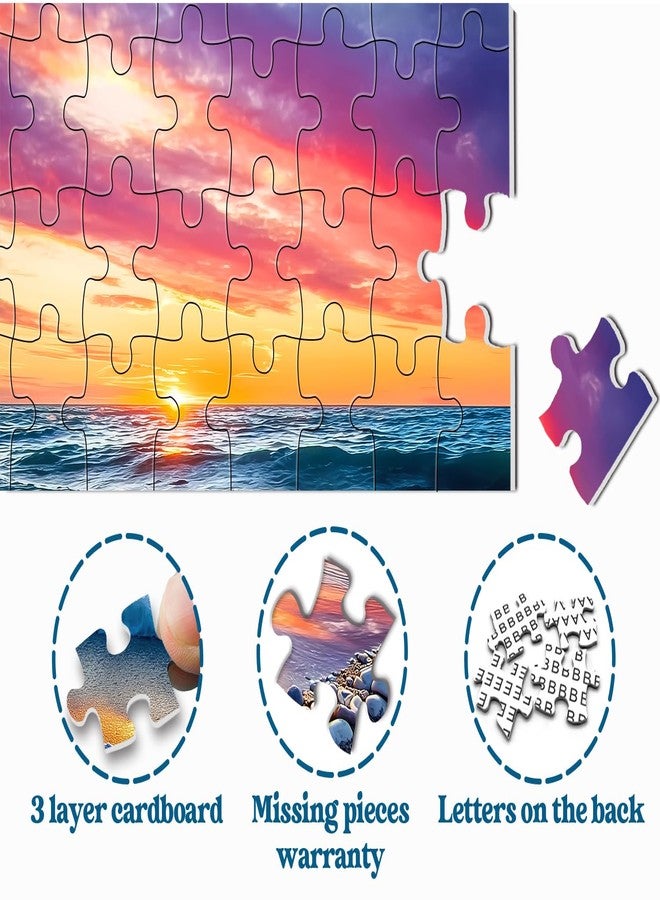 PPuzzling Beach Puzzles for Adults 1000 Pieces, Ocean Sunset Heart Jigsaw Puzzle, Colorful Marine Love Puzzle - Image 5