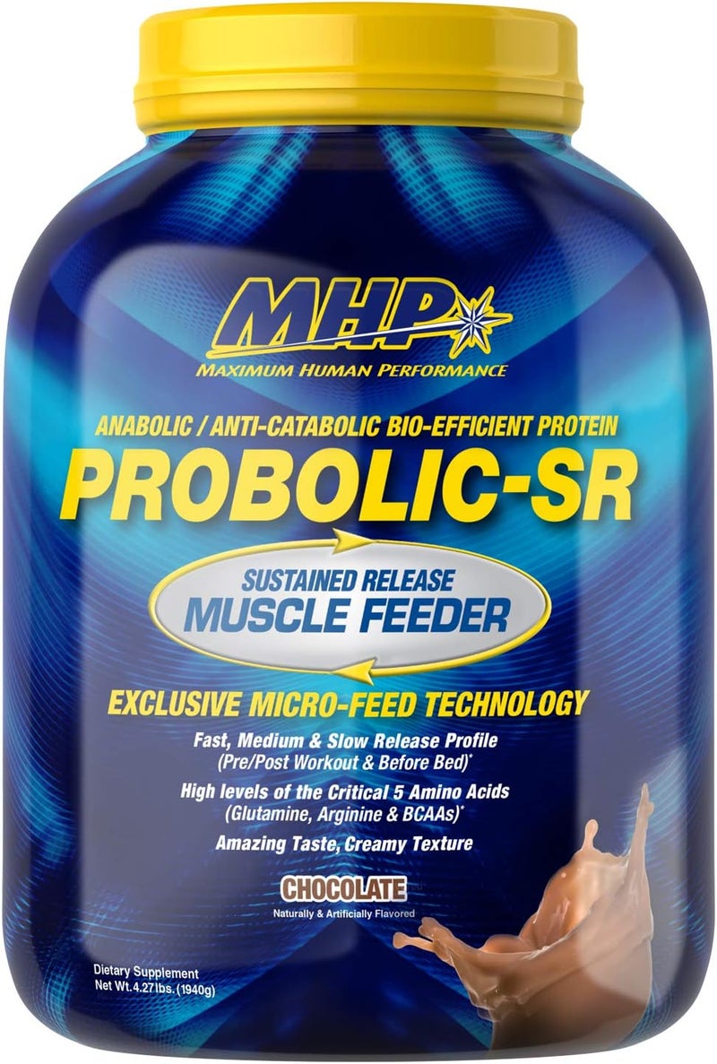 Maximum Human Performance ProbolicSR Sustained Release Protein Powder 24g Protein BCAAs Glutamine Arginine PreWorkout PostWorkout Nighttime Protein 4lbs 52 Servings Chocolate - Image 1