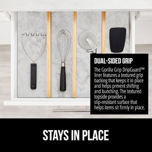 Gorilla Grip جوريلا جريب دريبجارد بطانة رف، واقية غير لاصقة للأدراج وخزائن المطبخ، مقاومة للانزلاق وخالية من مادة BPA، بطانة بلاستيكية ناعمة للخزائن والحمامات والخزائن، 12x120 بوصة، رخام - Image 4