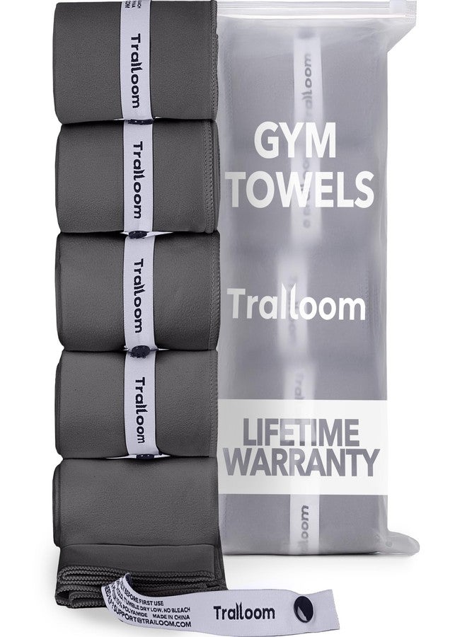 Trailoom Microfiber Sweat Absorbing Workout Towel, Fast Drying, Odor-Free, Lightweight, Durable Men & Women Sport Gear for Gym, Beach, Travel, Camping, Yoga, Set of 5 Dark Gray - Image 1