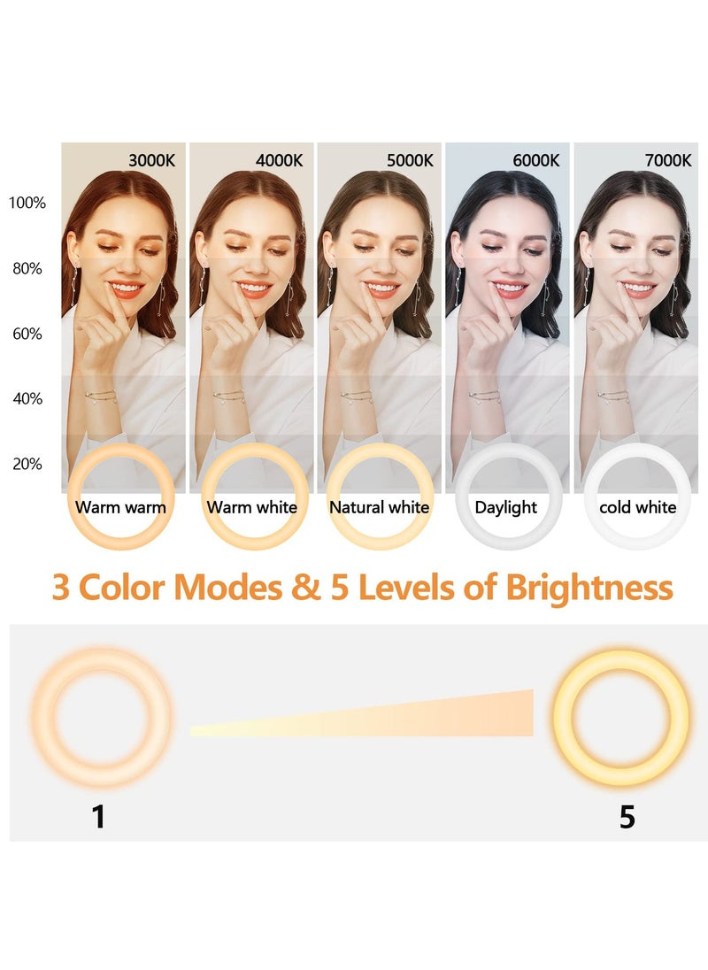 SYOSI - Ring Light for Computer Video Conference Lighting Zoom Meeting, Video Calls, Webcam Lighting, Online Learning, 3 Color Modes 3000K-7000K Dimmable Selfie Ringlight for Phone/Computer - Image 1