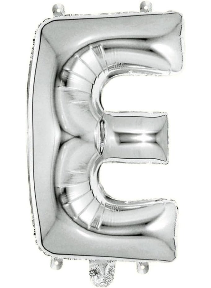 ITALO E Alphabet Letter Foil Balloon, 16-Inch Size, Silver