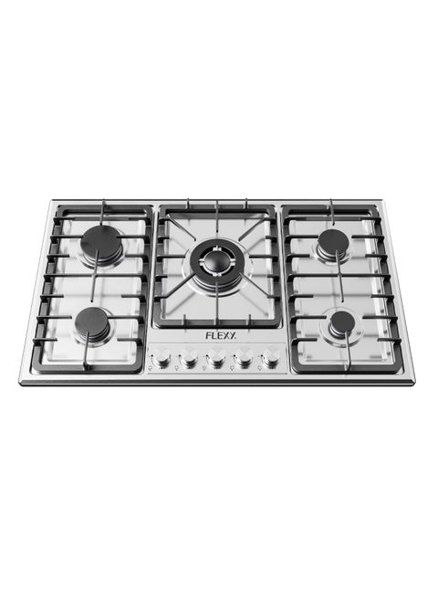 FLEXY®️ 5-Burner Built-In Gas Hob | High Heat Output | Cast Iron Pan Support | 304 Stainless Steel | SABAF Burners | Fast Cooking | LPG/N.G | 2-Year Warranty
