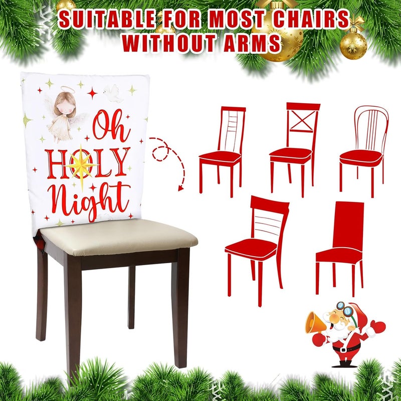 FuWeave 6 Pcs Christmas Nativity Scene Chair Back Covers Xmas Chair Protector Slipcovers Washable Winter Dining Room Seat Covers for Home Hotel Kitchen Decorations - Image 5