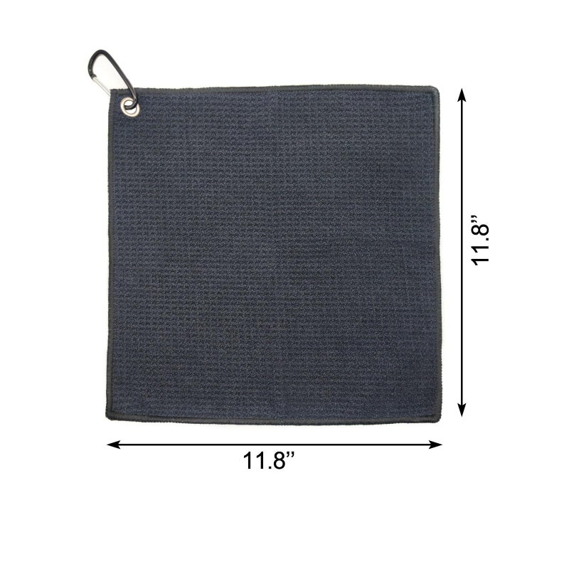 Quacc Premium Golf Towel with Carabiner Clip Absorbent Microfiber Waffle Pattern Golf Towel for Cleaning Golf Ball Club Putter Iron for Golf Bag Trolly Belt Loop (Black) - Image 5