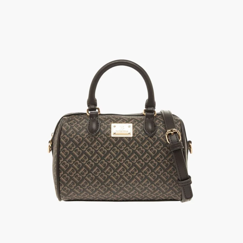 Flora Bella By Shoexpress Women's Monogram Print Tote Bag with Double Handles and Zip Closure