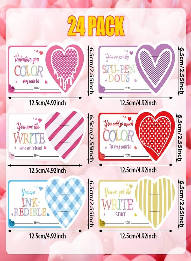 AWEELON 24pcs Valentine Pens and Love Heart card for Valentine Wedding Anniversary Party Home Office Supplies - Image 3