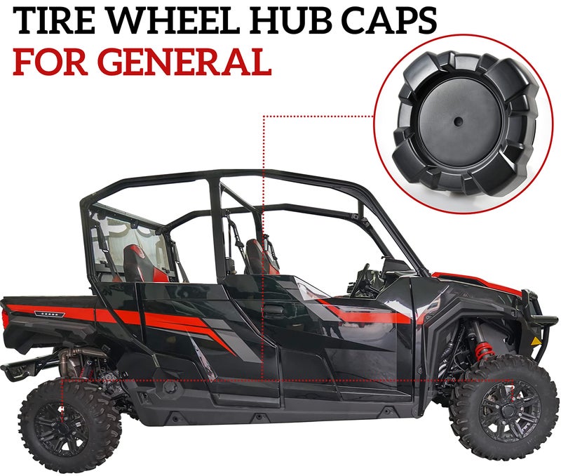 SAUTVS Tire Wheel Hub Caps for Polaris General 1000, Black Rim Center Cover Wheel Center Cap for Polaris General 1000/4 2016-2021 Accessories (4PCS, Replace #1522498) - Image 2