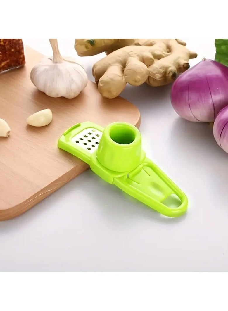 إسكدنيا مبشرة الثوم والزنجبيل سهلة الضغط من الفولاذ المقاوم للصدأ - أداة مطبخ متعددة الوظائف ومتينة باللون الأخضر النابض بالحياة لإعداد الطعام بسهولة - Image 1