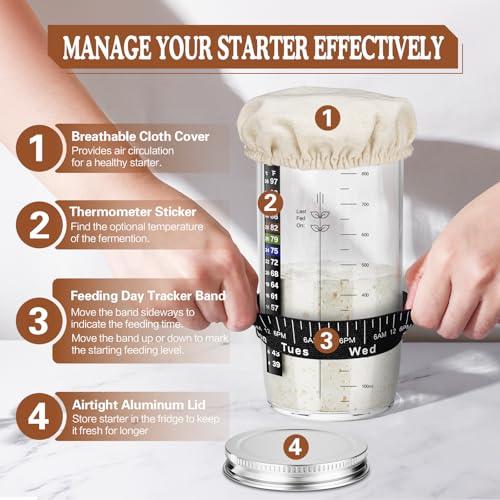 MINO ANT Sourdough Starter Kit with 2 Proofing Baskets, 36oz Sourdough Starter Jar, Bread Lame, Dough Scraper, Dough Whisk & Silicone Bread Sling - Image 3