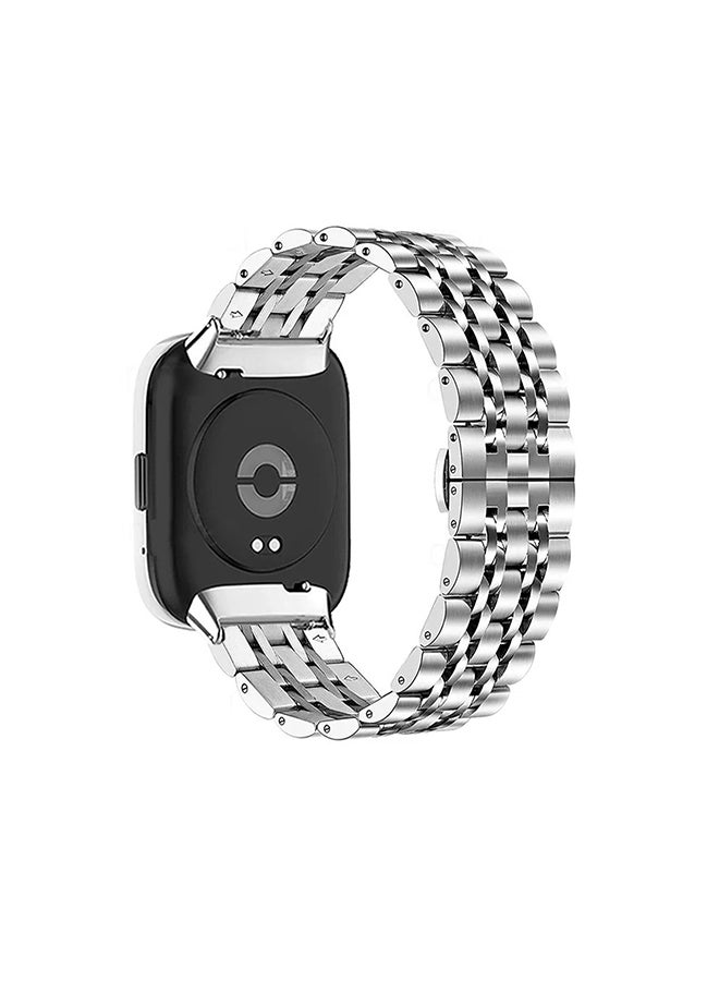 O Ozone سوار ساعة معدني لساعة Redmi Watch 3 Active/Redmi Watch 3 Lite مع سوار من الفولاذ المقاوم للصدأ للرجال والنساء - فضي - Image 2