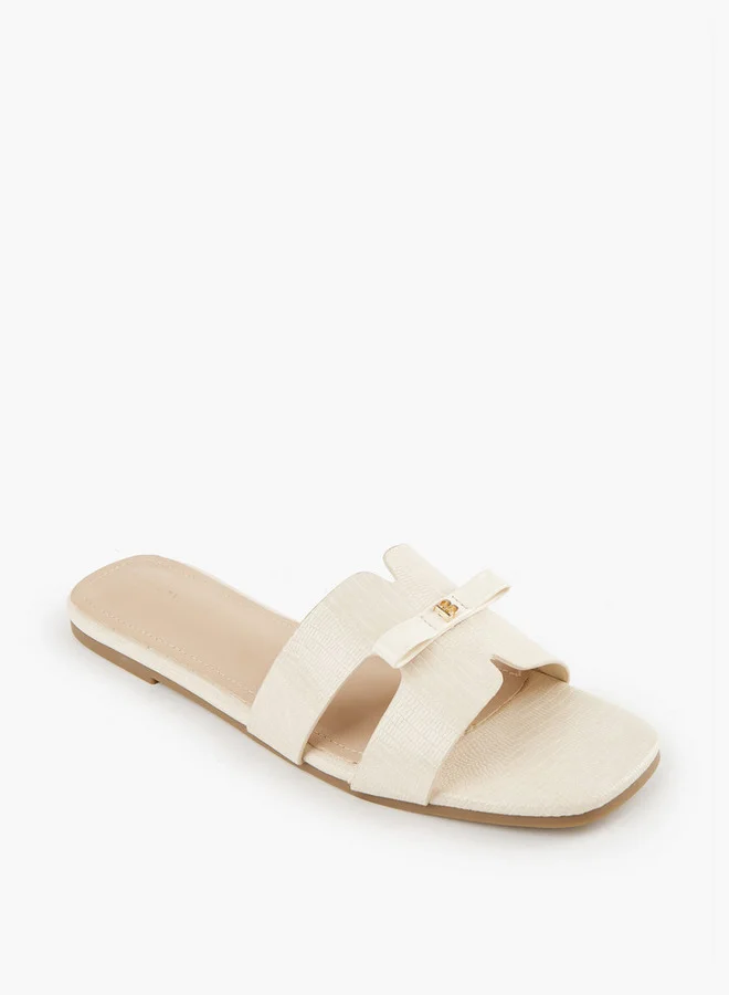 Flora Bella By Shoexpress Bow Accent Slip-On Flat Sandals