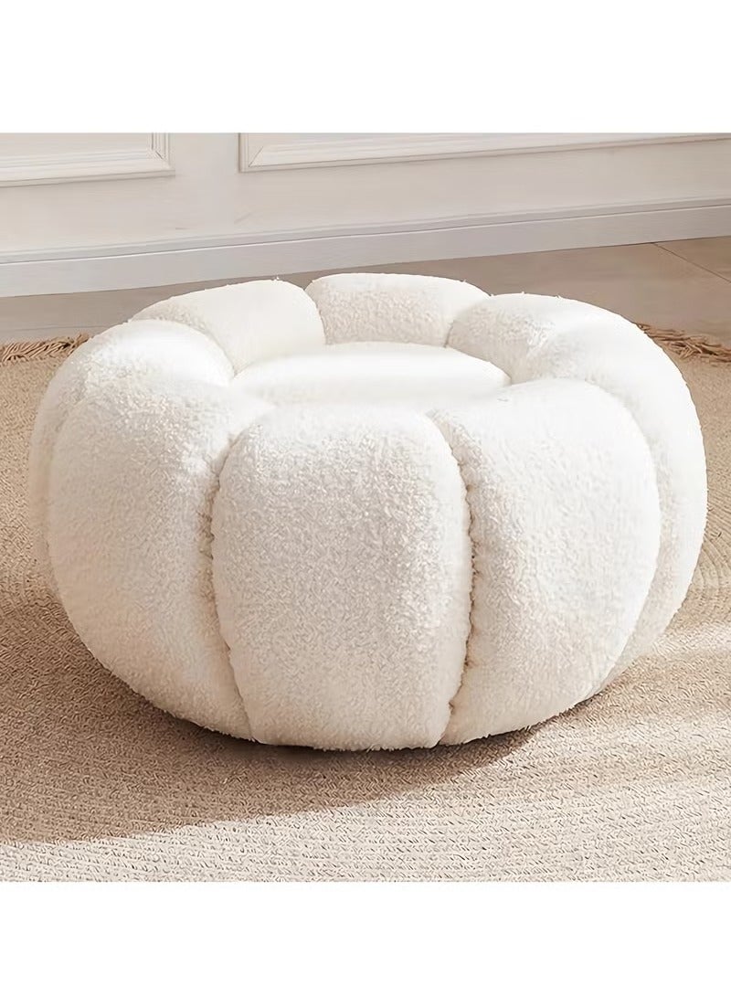 ماستون هوم مجموعة أريكة فردية من قماش الصوف 360° كرسي أريكة دائري دوار كرسي استرخاء وقابل للنوم تصميم حديث وبسيط أثاث غرفة المعيشة أريكة (مقعد فردي ووسادة قدم)(أبيض) - Image 3