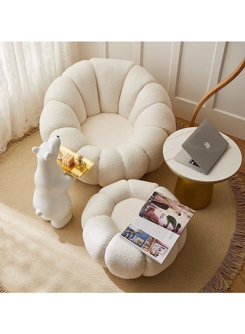 ماستون هوم مجموعة أريكة فردية من قماش الصوف 360° كرسي أريكة دائري دوار كرسي استرخاء وقابل للنوم تصميم حديث وبسيط أثاث غرفة المعيشة أريكة (مقعد فردي ووسادة قدم)(أبيض) - Image 5