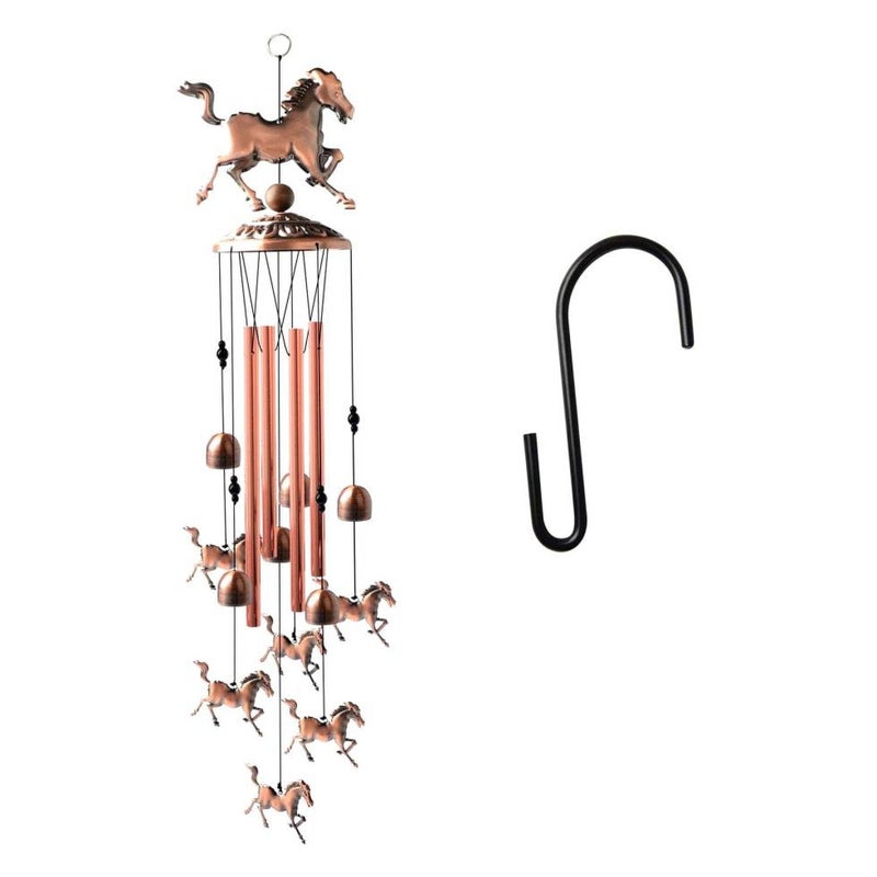 Handmade Copper Horse-shaped Wind Bell Vintage Metal Bell Animal Hanging Decoration Balcony Courtyard Decoration Copper Color - Image 2