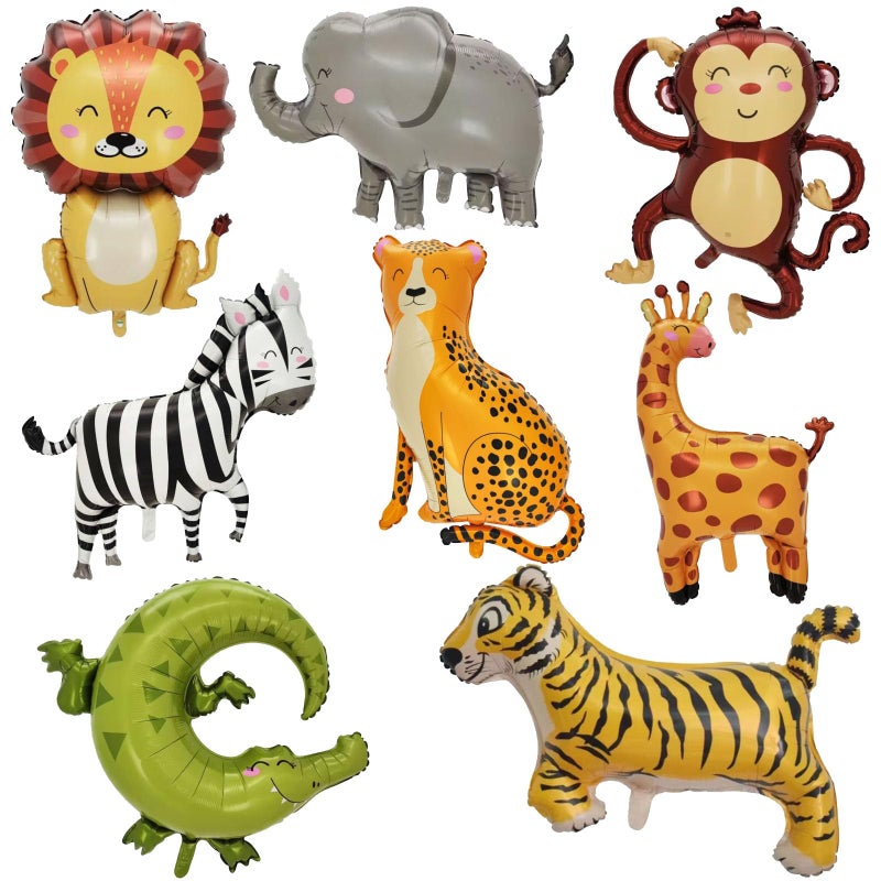 SAMOKA Large Safari Balloons,8 PCS 34-40 Inch Animal Balloons,Jungle Balloon,Safari Birthday Decorations,Jungle Party Decorations - Image 1