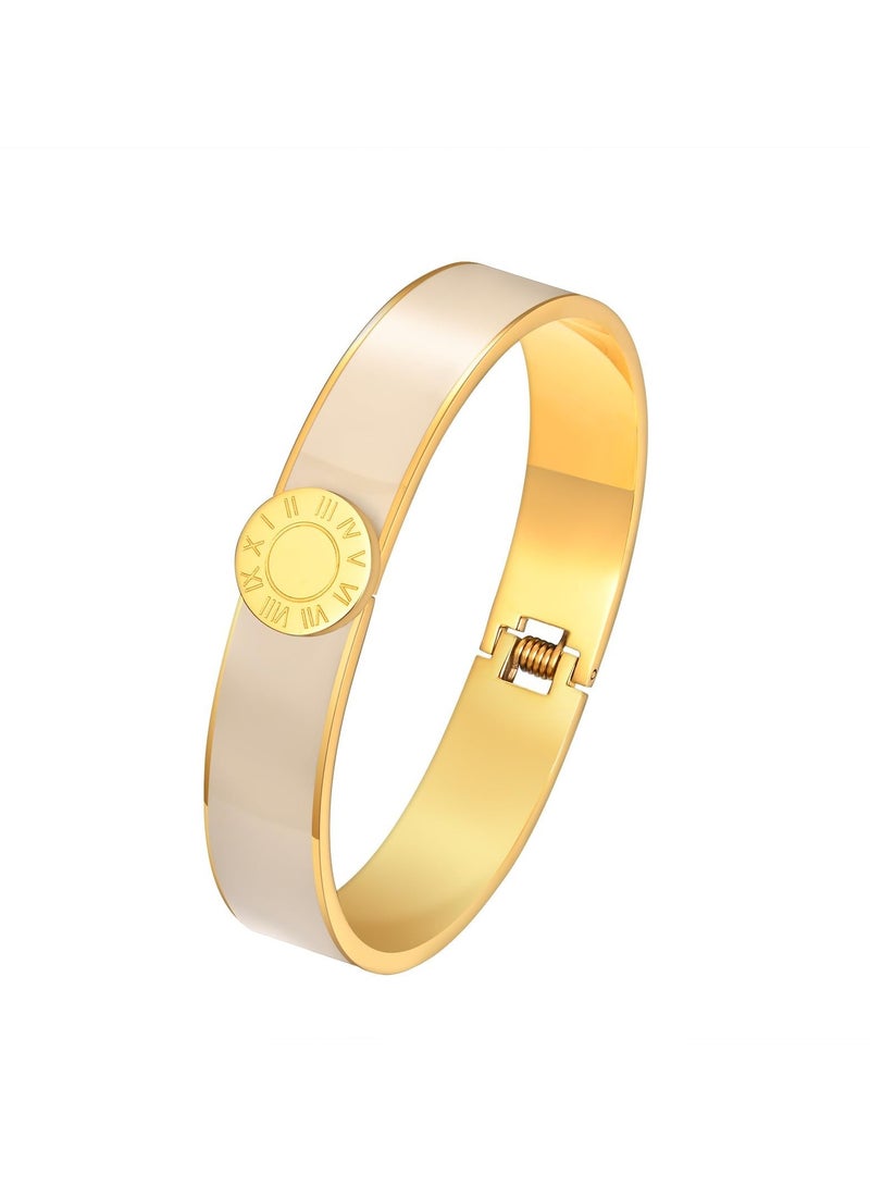 SYOSI Dainty Gold Bracelets for Women - 14K Gold Plated Love Bangle Roman Numerals Friendship Bracelet Teen Girls Trendy Jewelry, Valentine's Day Birthday Gifts for Her Friend Mom Daughter - Image 1