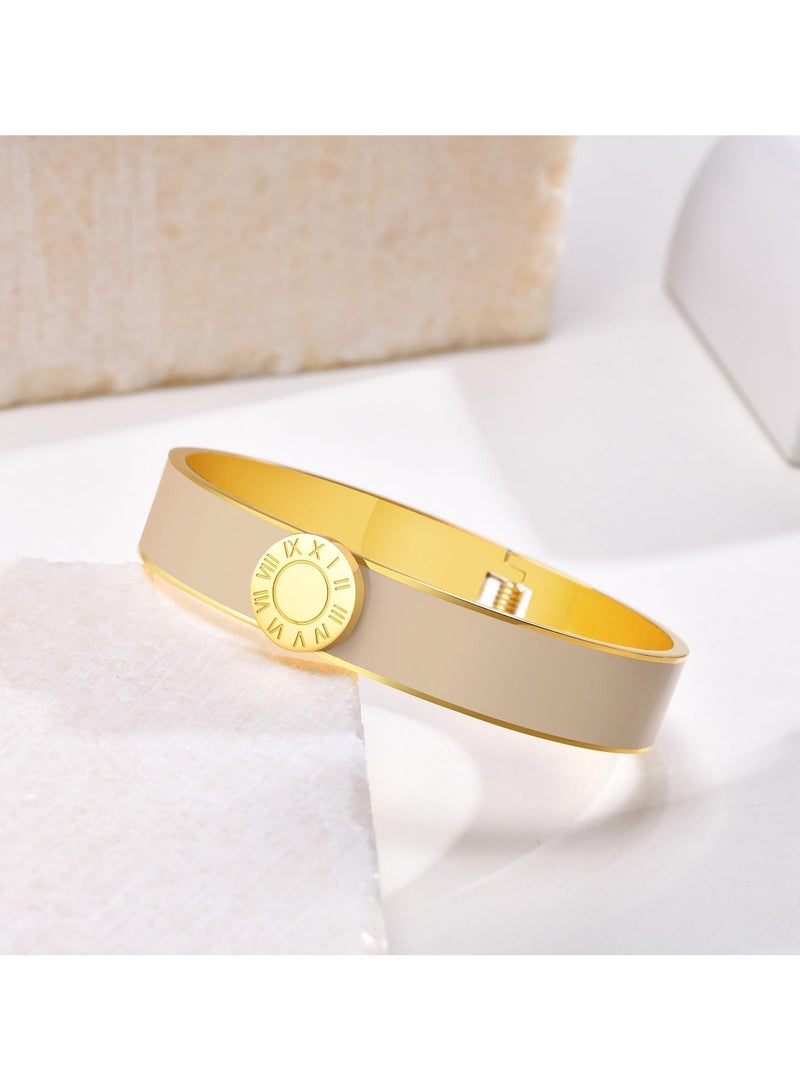 SYOSI Dainty Gold Bracelets for Women - 14K Gold Plated Love Bangle Roman Numerals Friendship Bracelet Teen Girls Trendy Jewelry, Valentine's Day Birthday Gifts for Her Friend Mom Daughter - Image 2