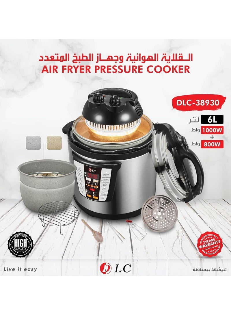 LC DLC-38930 2 In 1 Electric Air Fryer & Pressure Cooker With Stainless Steel 6 Litre Capacity 1000 Watt - Image 1