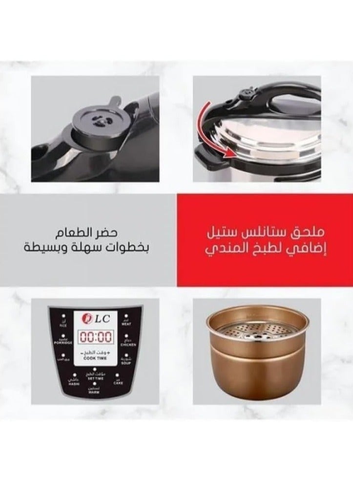 LC DLC-38930 2 In 1 Electric Air Fryer & Pressure Cooker With Stainless Steel 6 Litre Capacity 1000 Watt - Image 4