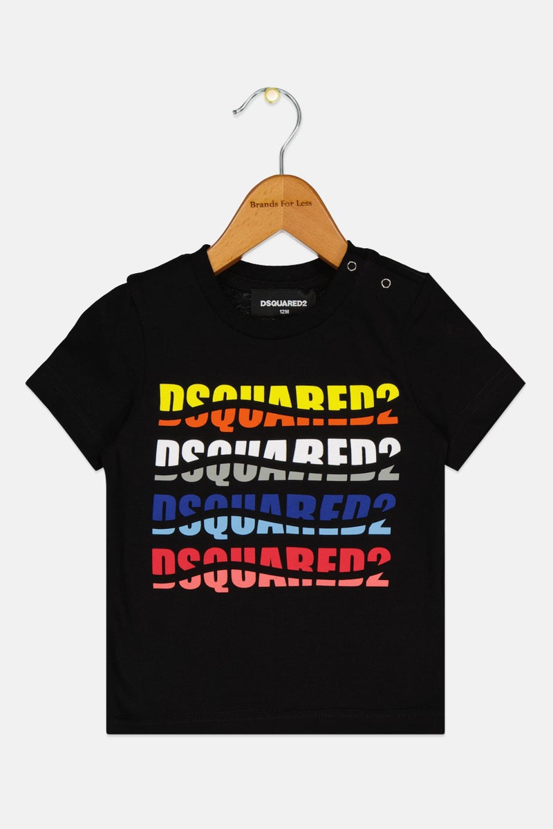 DSQUARED2 Kids Girl Brand Logo Short Sleeve Top, Black - Image 1