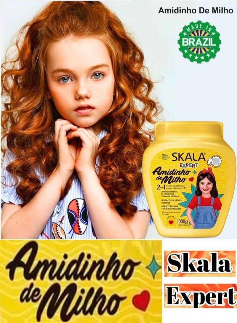 Skala Amidinho de Milho Kids Hair Treatment Conditioning Cream 1000 gram - Image 4