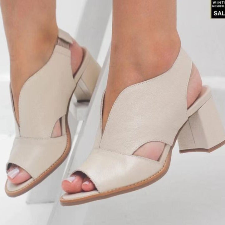 Summer Ladies Fashion Fish Mouth High Heel Thick Heel Women'S Shoes 40-43 Plus Size Elegant Breathable Sandals Tide - Image 2