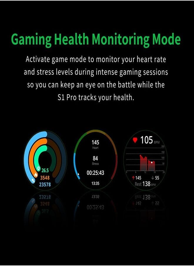 BLACK SHARK - S1 Pro Smart Watch With 1.43-inch AMOLED Display,15 Days Battery Life, 100+ Sports Modes, Health Monitoring & Water Resistance - Black - Image 1
