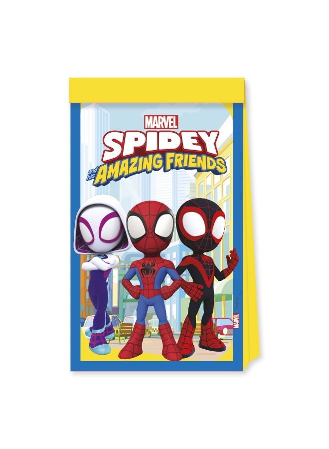 Ciao Spidey and His Amazing Friends Paper Party Bags – Pack of 6 Recyclable Gift Bags – Marvel Spider-Man Theme Loot Bags for Kids Birthday & Superhero Parties - Image 1