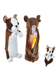 SUNSAR 3D Plush Dog Pencil Pouch Soft Animal Stationery Cartoon Storage Pen Bag Box for School Supplies Students,Brown  - Image 1