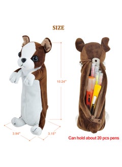 SUNSAR 3D Plush Dog Pencil Pouch Soft Animal Stationery Cartoon Storage Pen Bag Box for School Supplies Students,Brown  - Image 2