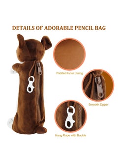 SUNSAR 3D Plush Dog Pencil Pouch Soft Animal Stationery Cartoon Storage Pen Bag Box for School Supplies Students,Brown  - Image 3
