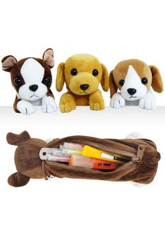 SUNSAR 3D Plush Dog Pencil Pouch Soft Animal Stationery Cartoon Storage Pen Bag Box for School Supplies Students,Brown  - Image 5