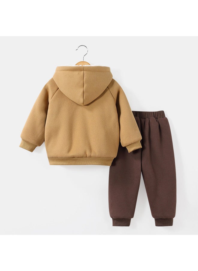 Children's Clothing Boys' Cute Bear Hooded Jacket Two-piece Set Toddler Outfit - Image 4