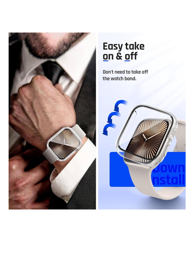 Case for Apple Watch Series 10 Screen Protector 46mm, Tempered Glass Hard PC Bumper Face Cover Compatible with iWatch Accessories 46 mm - Image 4