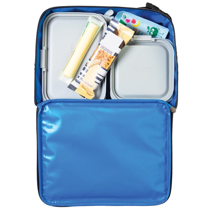 PackIt Freezable Classic Lunch Box, Checked Out, Built with EcoFreeze Technology, Collapsible, Reusable, Zip Closure With Zip Front Pocket and Buckle Handle, Perfect for School Lunches - Image 4